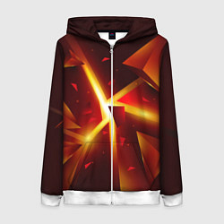 Толстовка на молнии женская Трехмерный взрыв неоновых плит абстракция, цвет: 3D-белый