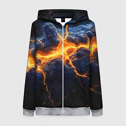 Толстовка на молнии женская Молнии в разбитом небе, цвет: 3D-меланж