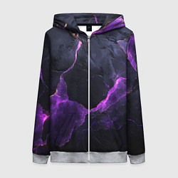 Толстовка на молнии женская Фиолетово-черная объемная текстура, цвет: 3D-меланж