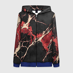 Толстовка на молнии женская Красно-черная потертая текстура, цвет: 3D-синий
