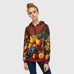 Толстовка на молнии женская Фруктовый натюрморт, цвет: 3D-красный — фото 2