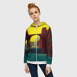 Толстовка на молнии женская Арт с поездом, цвет: 3D-белый — фото 2