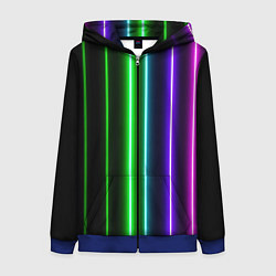 Толстовка на молнии женская Neon lines, цвет: 3D-синий