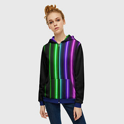 Толстовка на молнии женская Neon lines, цвет: 3D-синий — фото 2