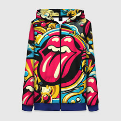 Женская толстовка на молнии Rolling Stones logo - pop art pattern