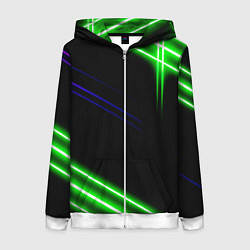 Толстовка на молнии женская Green pink purple line, цвет: 3D-белый