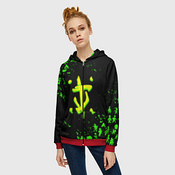 Толстовка на молнии женская Doom x fallout кислотное лого, цвет: 3D-красный — фото 2