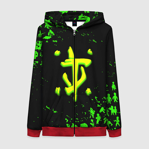 Женская толстовка на молнии Doom x fallout кислотное лого / 3D-Красный – фото 1
