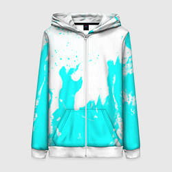 Толстовка на молнии женская Голубой огонь текстура, цвет: 3D-белый