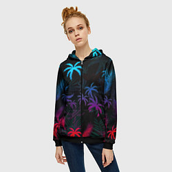 Толстовка на молнии женская Тропики градиент, цвет: 3D-черный — фото 2