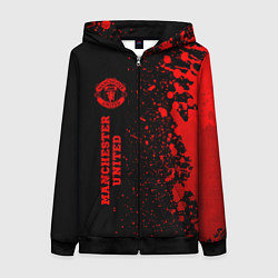 Толстовка на молнии женская Manchester United - red gradient по-вертикали, цвет: 3D-черный