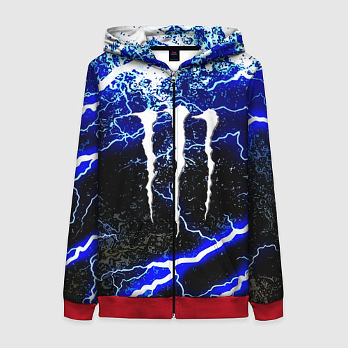 Женская толстовка на молнии Monster storm energy / 3D-Красный – фото 1