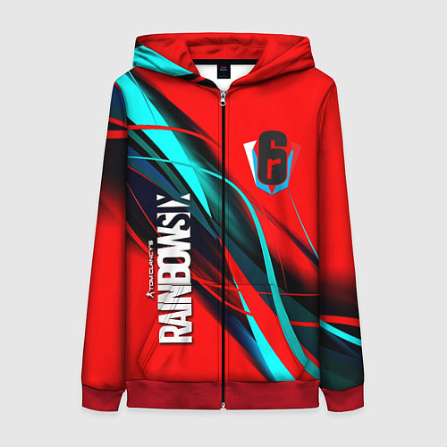 Женская толстовка на молнии Rainbow six геометрия полосы / 3D-Красный – фото 1
