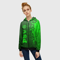 Толстовка на молнии женская PSV - green gradient по-вертикали, цвет: 3D-черный — фото 2