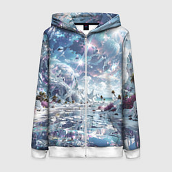 Толстовка на молнии женская Фантастическая неизвестная планета, цвет: 3D-белый