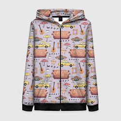 Толстовка на молнии женская Друзья - паттерн, цвет: 3D-черный