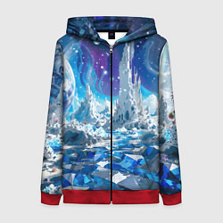 Толстовка на молнии женская Космический фантастический пейзаж, цвет: 3D-красный