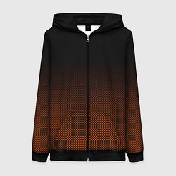 Толстовка на молнии женская Градиент тёмный чёрно-оранжевый, цвет: 3D-черный