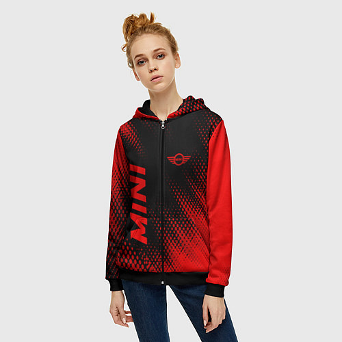 Женская толстовка на молнии Mini - red gradient вертикально / 3D-Черный – фото 3