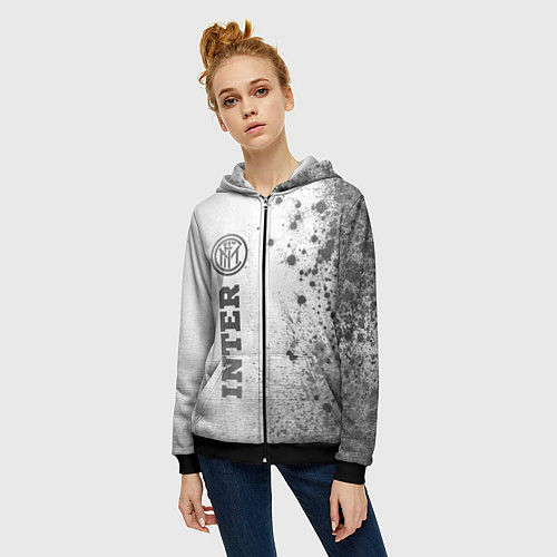 Женская толстовка на молнии Inter - white gradient по-вертикали / 3D-Черный – фото 3
