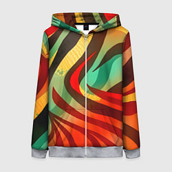Толстовка на молнии женская Жаркая полосатая абстракция, цвет: 3D-меланж
