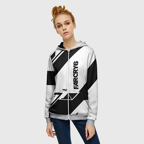 Женская толстовка на молнии Farcry6 геометрия полосы / 3D-Меланж – фото 3