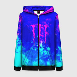 Женская толстовка на молнии Monster energy дым неоновый