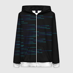 Толстовка на молнии женская Color blue black strip, цвет: 3D-белый