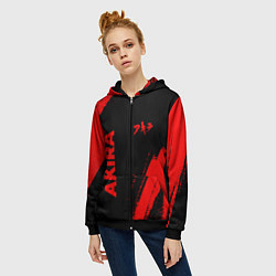Толстовка на молнии женская Akira - red gradient вертикально, цвет: 3D-черный — фото 2