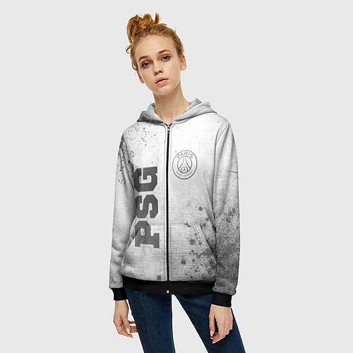 Женская толстовка на молнии PSG - white gradient вертикально / 3D-Черный – фото 3