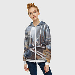 Толстовка на молнии женская Город на другой планете, цвет: 3D-белый — фото 2