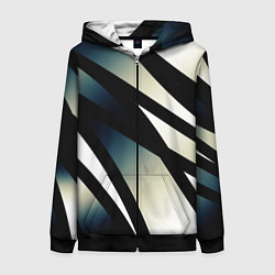 Толстовка на молнии женская Чёрно-белый с синим затемнением полосы, цвет: 3D-черный