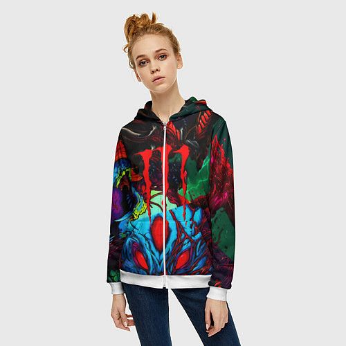 Женская толстовка на молнии Monster energy hyperbeast / 3D-Белый – фото 3