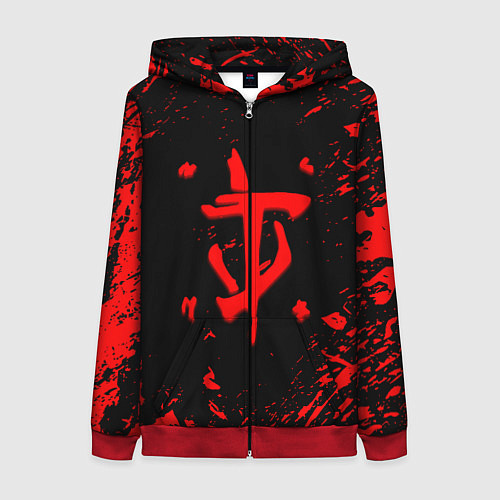 Женская толстовка на молнии Doom красные краски / 3D-Красный – фото 1