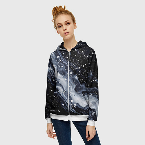 Женская толстовка на молнии Млечный путь в космоссе / 3D-Белый – фото 3