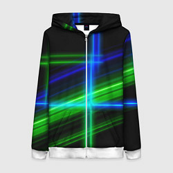 Толстовка на молнии женская Color blue black green, цвет: 3D-белый