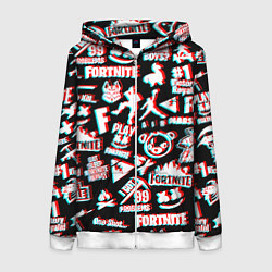 Толстовка на молнии женская Fortnite glitch game, цвет: 3D-белый