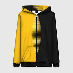 Толстовка на молнии женская Чёрно-жёлтый пополам с переходом, цвет: 3D-черный