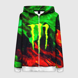 Женская толстовка на молнии Monster energy огонь лого