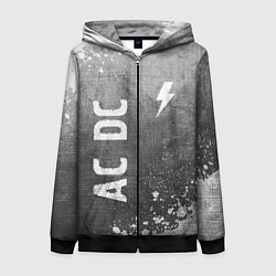 Толстовка на молнии женская AC DC - grey gradient вертикально, цвет: 3D-черный