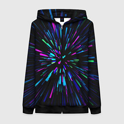 Толстовка на молнии женская Neon rods, цвет: 3D-черный
