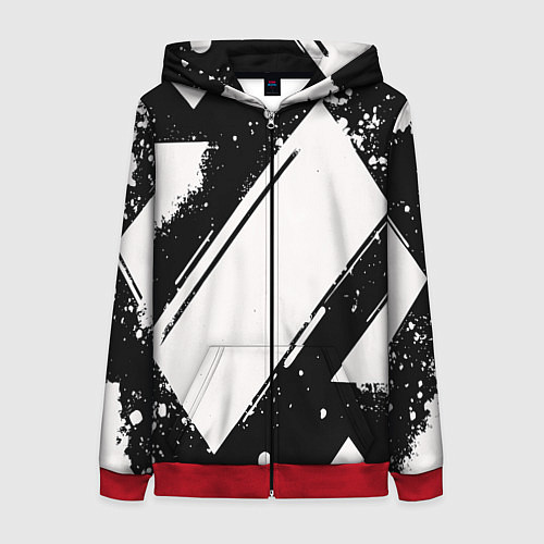 Женская толстовка на молнии Color black white / 3D-Красный – фото 1