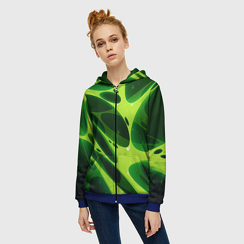 Женская толстовка на молнии Color green light green / 3D-Синий – фото 3