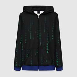 Толстовка на молнии женская Color black turquoise, цвет: 3D-синий