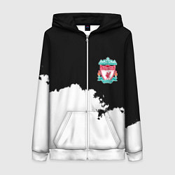 Толстовка на молнии женская Liverpool черно белый, цвет: 3D-белый