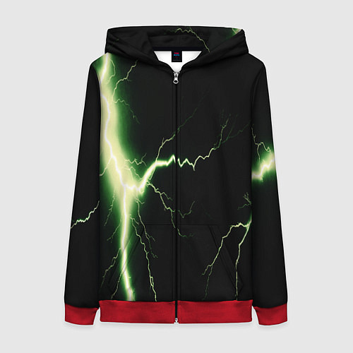 Женская толстовка на молнии Lightning yellow текстура / 3D-Красный – фото 1