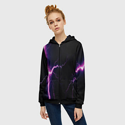 Толстовка на молнии женская Lightning purple, цвет: 3D-черный — фото 2