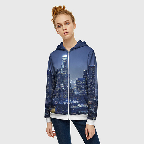 Женская толстовка на молнии City / 3D-Белый – фото 3