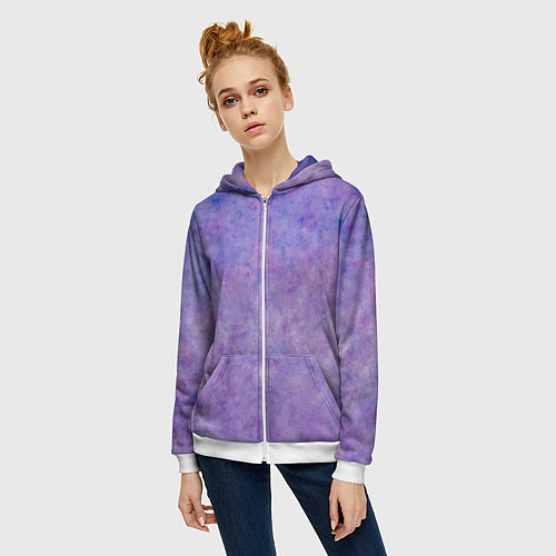 Женская толстовка на молнии Фиолетовый свет фонаря / 3D-Белый – фото 3