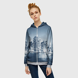 Толстовка на молнии женская New York город, цвет: 3D-меланж — фото 2